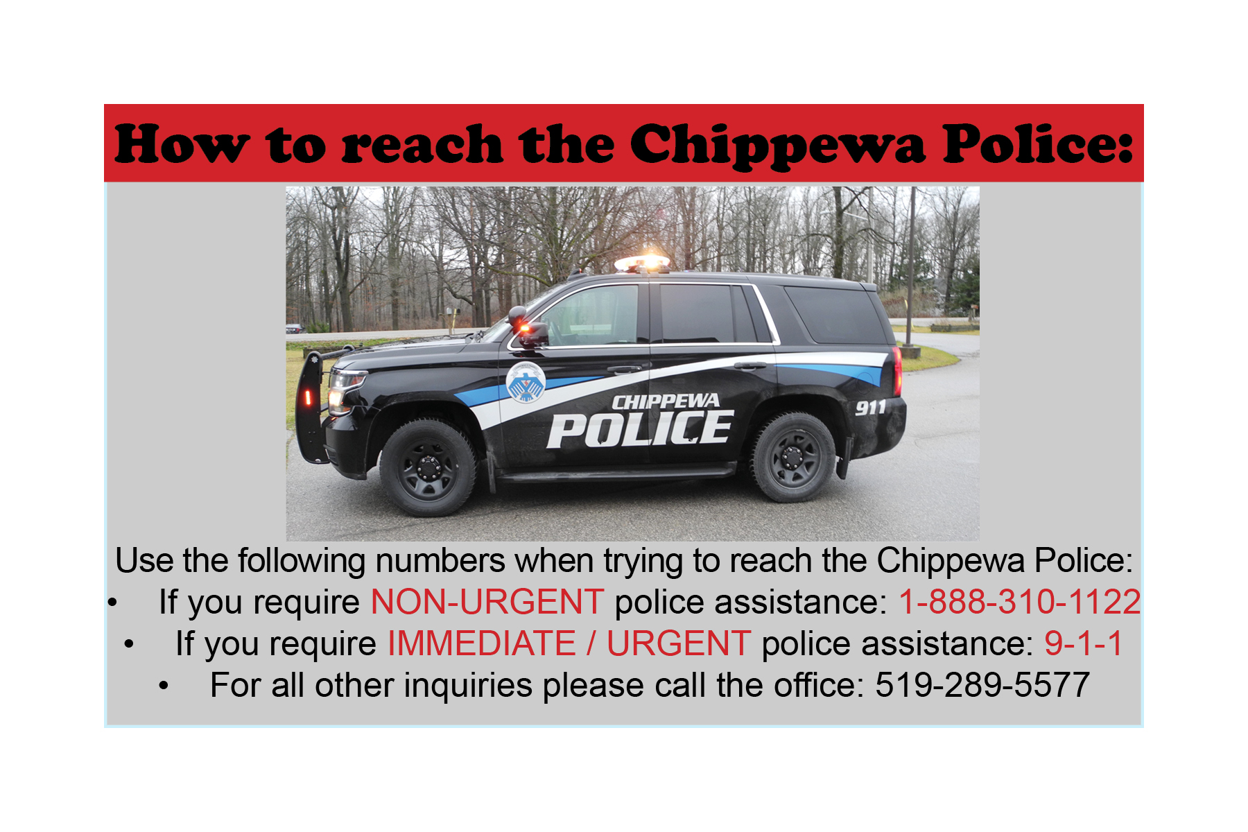 How to reach the Chippewa Police information